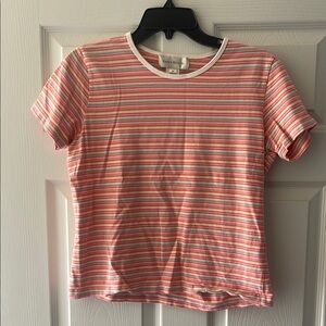 Susan Bristol Pink and White Striped Short Sleeve Tee